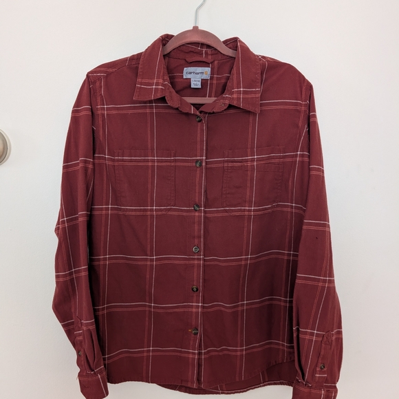 Carhartt Rust Plaid Button-Up Shirt - Picture 5 of 8